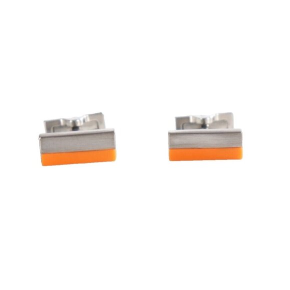 Jack Spade Men’s Cufflinks Orange Silver Metal 2tone Color Rectangular Cufflink - Picture 6 of 6